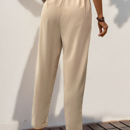 Frill High Waist Pants with Pockets