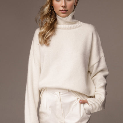 Basic Bae Turtleneck Dropped Shoulder Long Sleeve Sweater