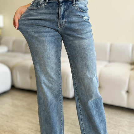 Judy Blue Full Size High Waist Distressed Straight Jeans