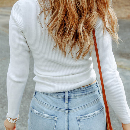 Crisscross V Neck Long Sleeve Knit Top