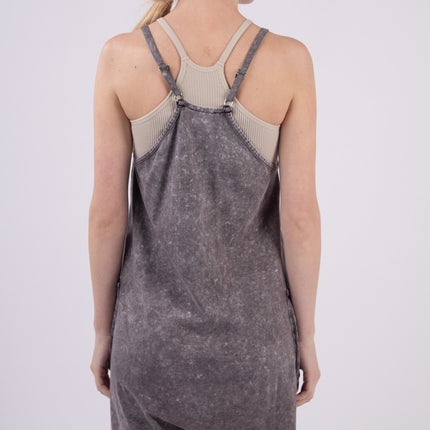 VERY J V-Neck Sleeveless Washed Romper