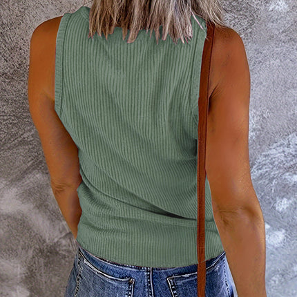 Ribbed V-Neck Wide Strap Tank