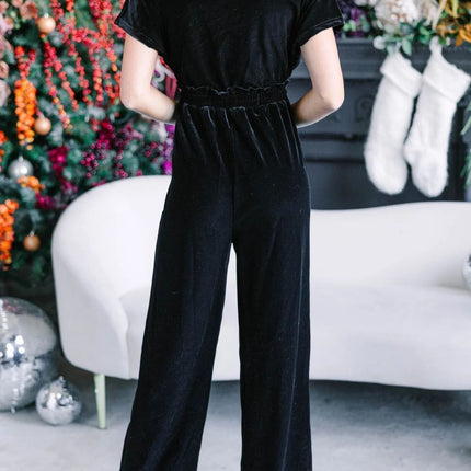 Drawstring Surplice Short Sleeve Jumpsuit