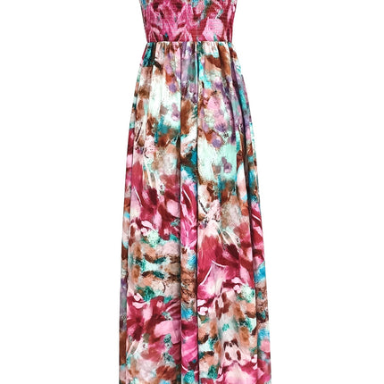 Smocked Printed Sleeveless Maxi Dress