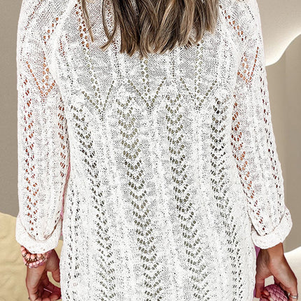 Openwork Open Front Long Sleeve Cardigan - Vickie Lynn's