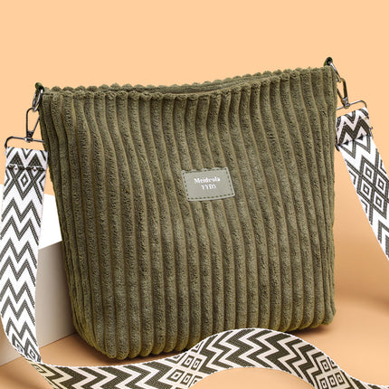 Corduroy Solid Color Crossbody with Removable Strap