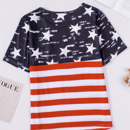 Cutout Striped Round Neck Short Sleeve T-Shirt