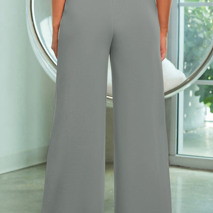 Drawstring Wide Leg Pants with Pockets