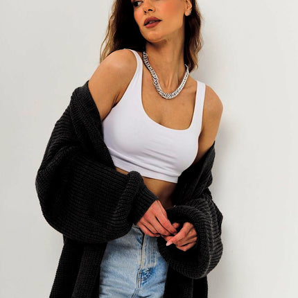 Open Front Long Sleeve Longline Cardigan