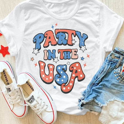 Letter Graphic Round Neck Short Sleeve T-Shirt - Vickie Lynn's