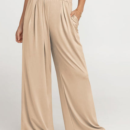 Elastic Waist Wide Leg Pants