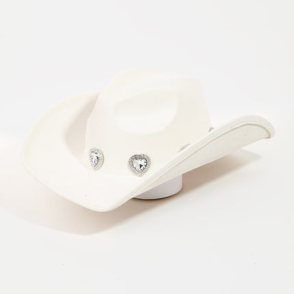 Fame Rhinestone Pave Heart Cowboy Hat