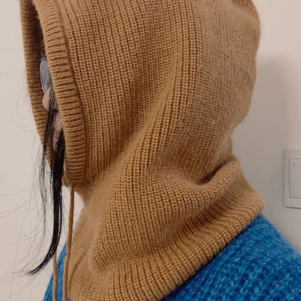 Drawstring Solid Color Thermal Knit Hat