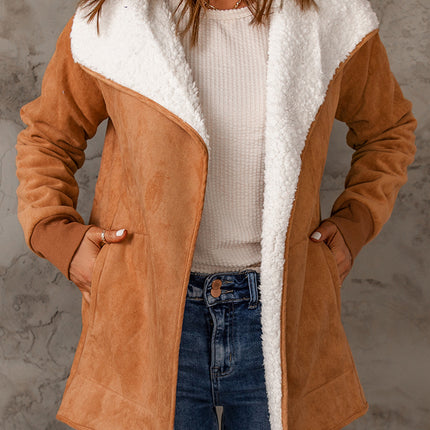 Open Front Long Sleeve Sherpa Jacket