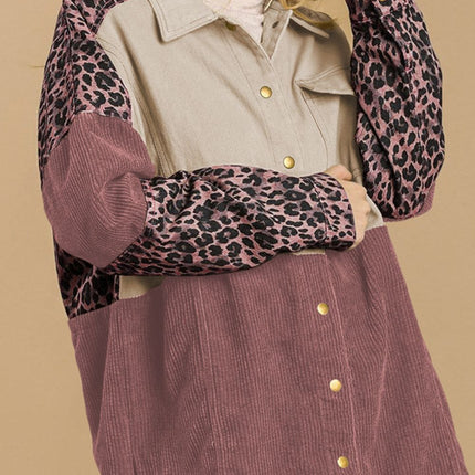 High-Low Leopard Snap Down Shacket