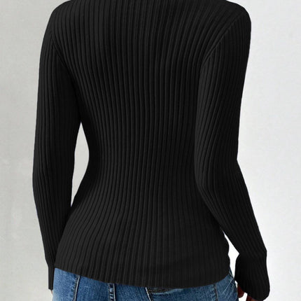 Twist Front Ribbed Long Sleeve Sweater