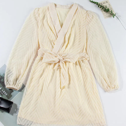 Surplice Long Sleeve Mini Dress