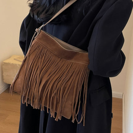 Suede Fringe Adjustable Strap Shoulder Bag