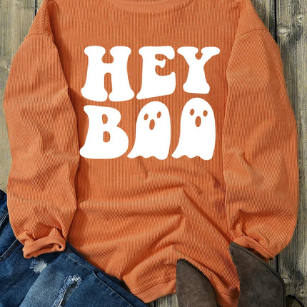 Letter Graphic Round Neck Long Sleeve Sweatshirt