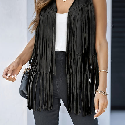 Fringe Open Front Vest Coat