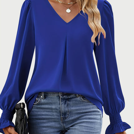 V-Neck Flounce Sleeve Top