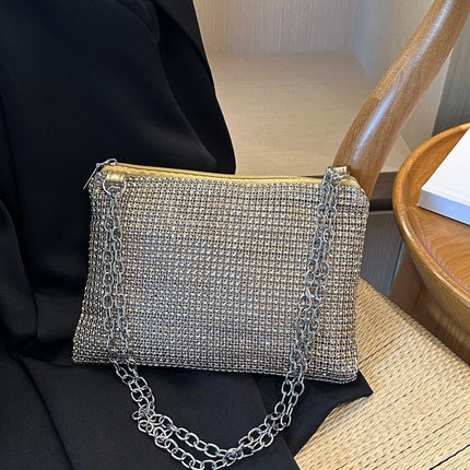 Rhinestone Polyester Chain Crossbody Bag