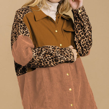 High-Low Leopard Snap Down Shacket