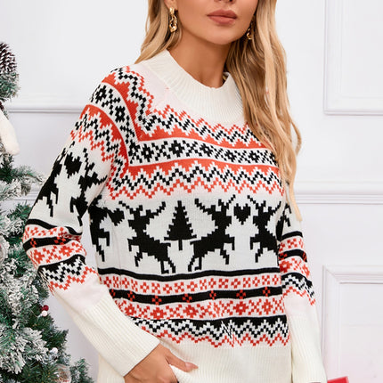 Angel Wings Reindeer Round Neck Long Sleeve Sweater