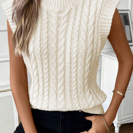 Cable Knit Turtleneck Sweater Vest