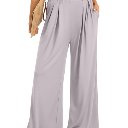 Elastic Waist Wide Leg Pants