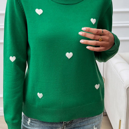 Lace Detail Heart Long Sleeve Sweater