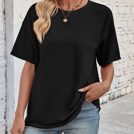 Lovelet Exposed Seam Round Neck Half Sleeve T-Shirt