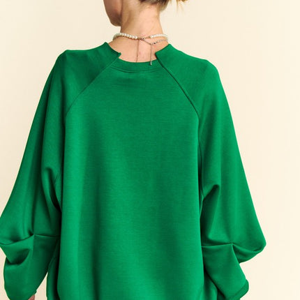 Davi & Dani Round Neck Raglan Sleeve Sweatshirt