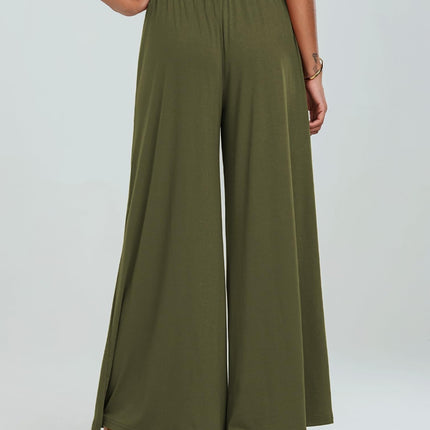 Pocketed Elastic Waist Wide Leg Pants