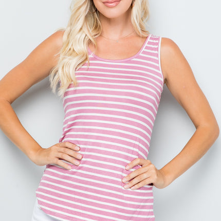 Celeste Full Size Backside Bow Tie Striped Tank