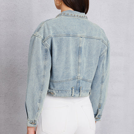 Studded Dropped Shoulder Denim Jacket