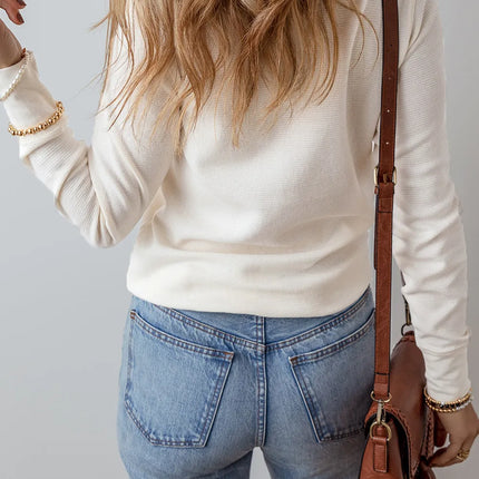 Half Button Long Sleeve Top