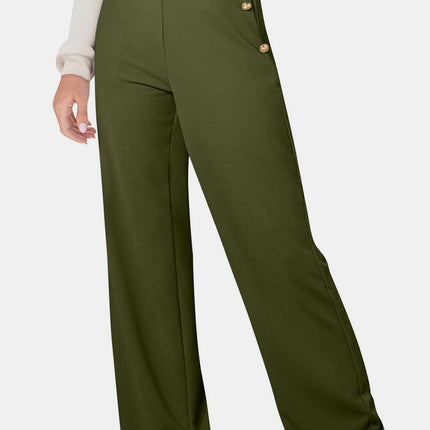 Decorative Button High Rise Pants