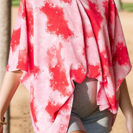 Plus Size Tie-Dye V-Neck Half Sleeve Blouse