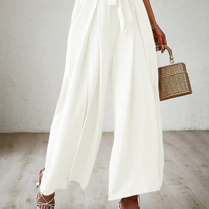 Tied Slit Wide Leg Pants