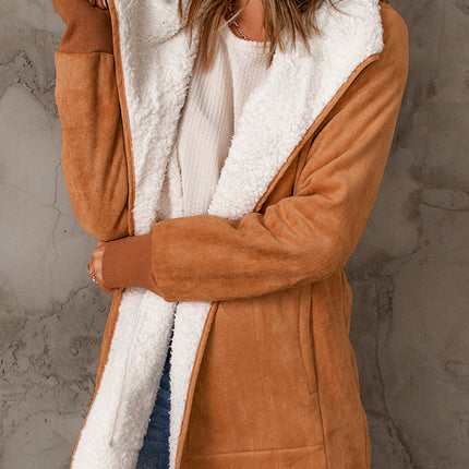 Open Front Long Sleeve Sherpa Jacket