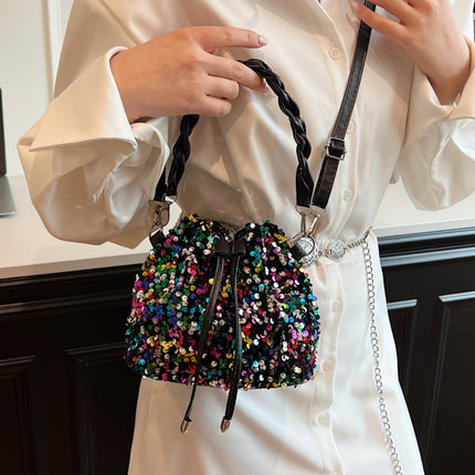 Sequin Drawstring Bucket Bag