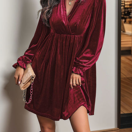 Perfee Ruched Surplice Long Sleeve Mini Dress