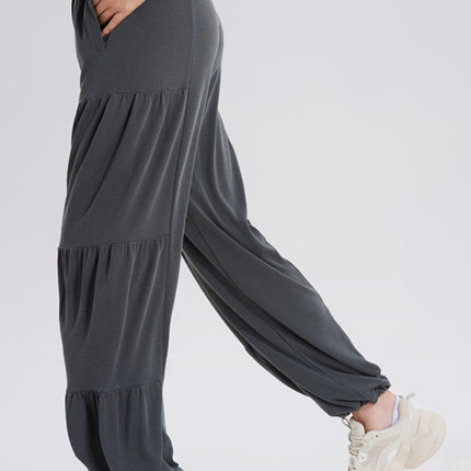 Basic Bae Drawstring Elastic Waist Ruched Joggers