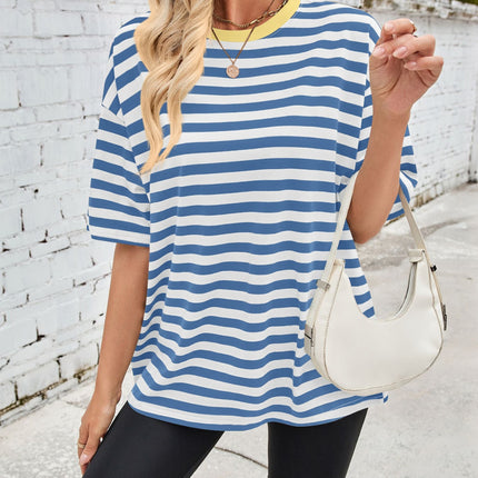 Lovelet Striped Round Neck Half Sleeve T-Shirt