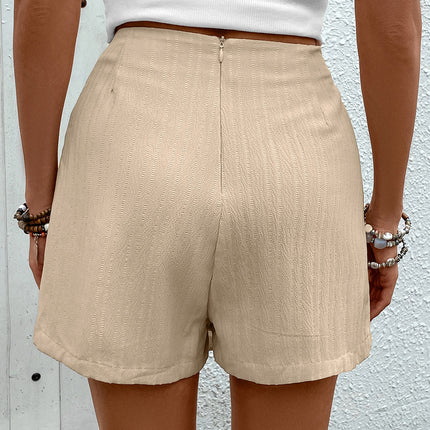 Pocketed High Waist Shorts with Zip