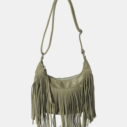 Suede Fringe Adjustable Strap Shoulder Bag