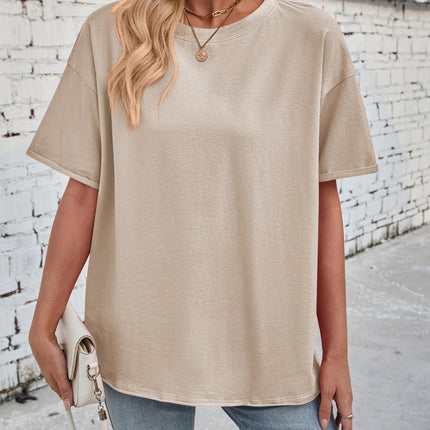 Lovelet Exposed Seam Round Neck Half Sleeve T-Shirt