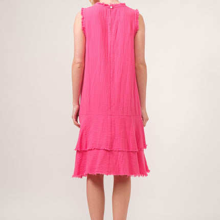 And The Why Washed Fringe Detail Tiered Dress