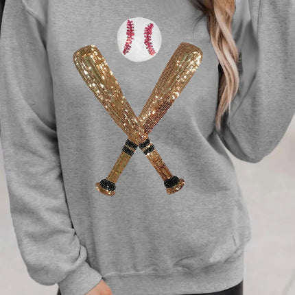 Sequin Baseball Long Sleeve Sweatshirt